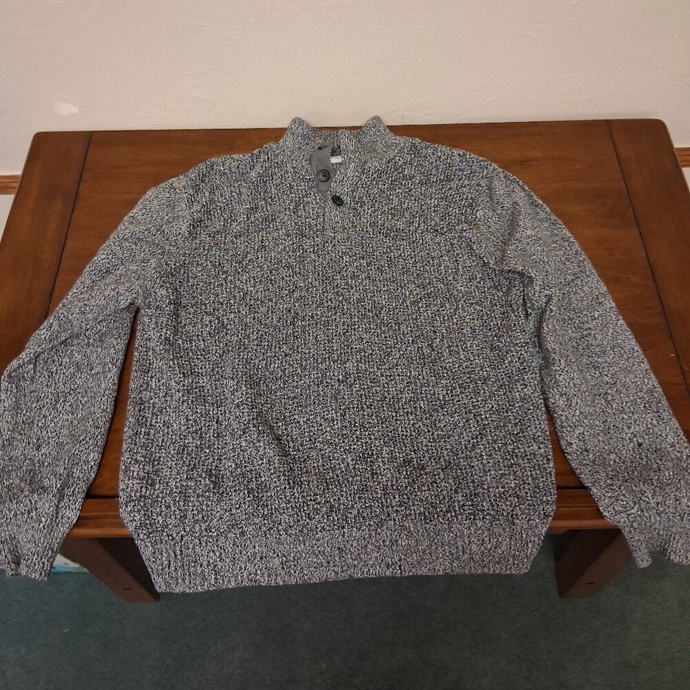 Weatherproof Grey Button Neck Sweater, XXL